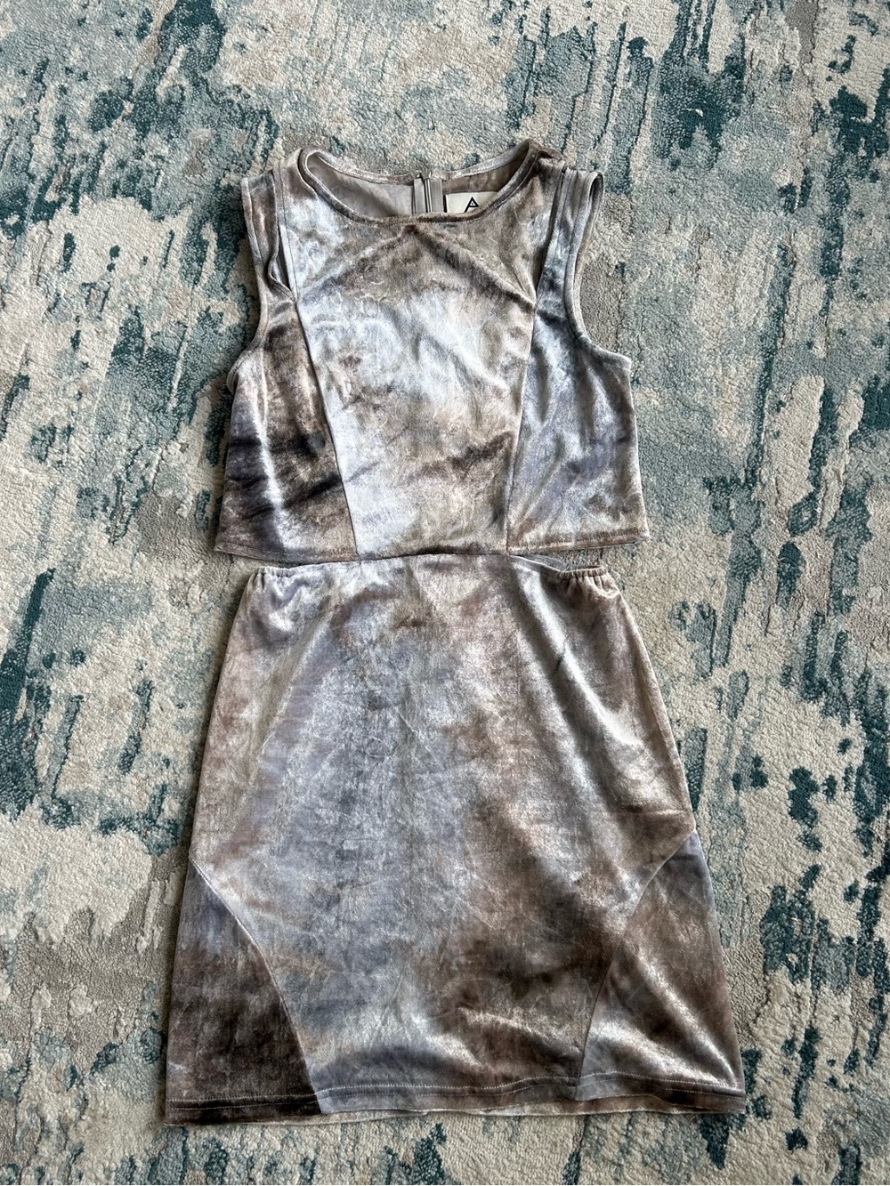 UNIF Silver Crushed Velvet “Nightcat” Mini Dress